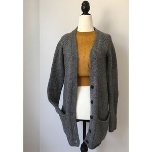 Wilfred Grey Wool Alpaca Button Up Cardigan